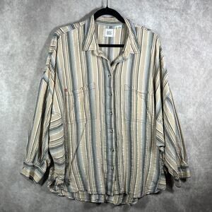 BDG Shirt Womens Large Pink Blue Striped‎ Button Up Long Sleeve Casual Pockets